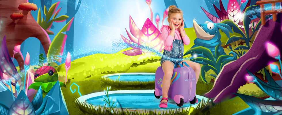 Cette collection de valises est à la fois pratique et amusante : les enfants peuvent s’asseoir dessus tout en se déplaçant. Voyager devient alors une aventure !